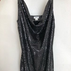 GARAGE cowl neck shiny slip dress